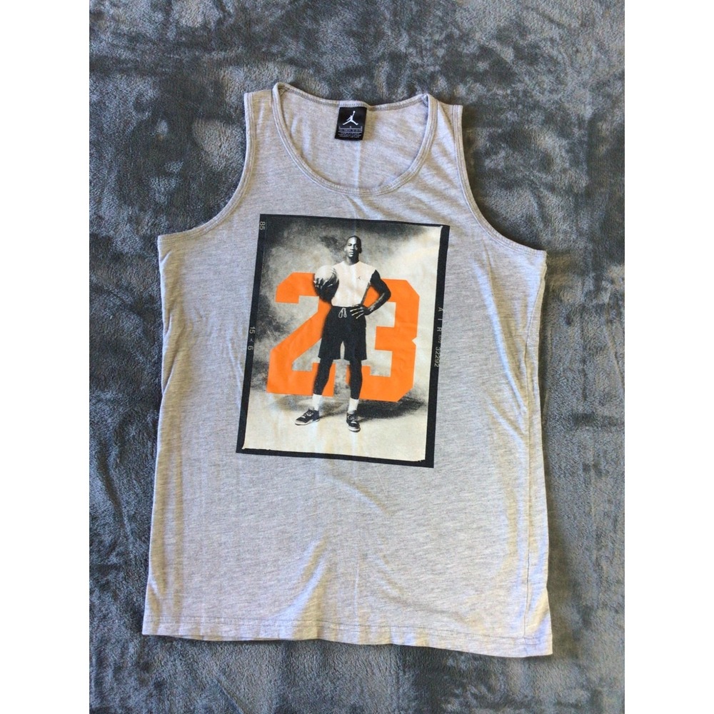 MICHAEL JORDAN NIKE AIR Boy's Tanktop Latge‎ Heather Gray Shirt Retro 1985